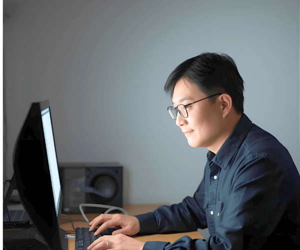 パソコンに向かう男性